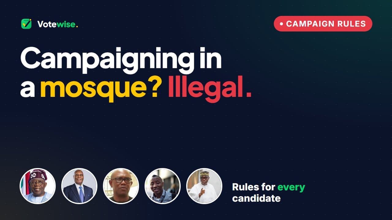 Votewise explainer graphic on campaign rules with photos of presidential candidates