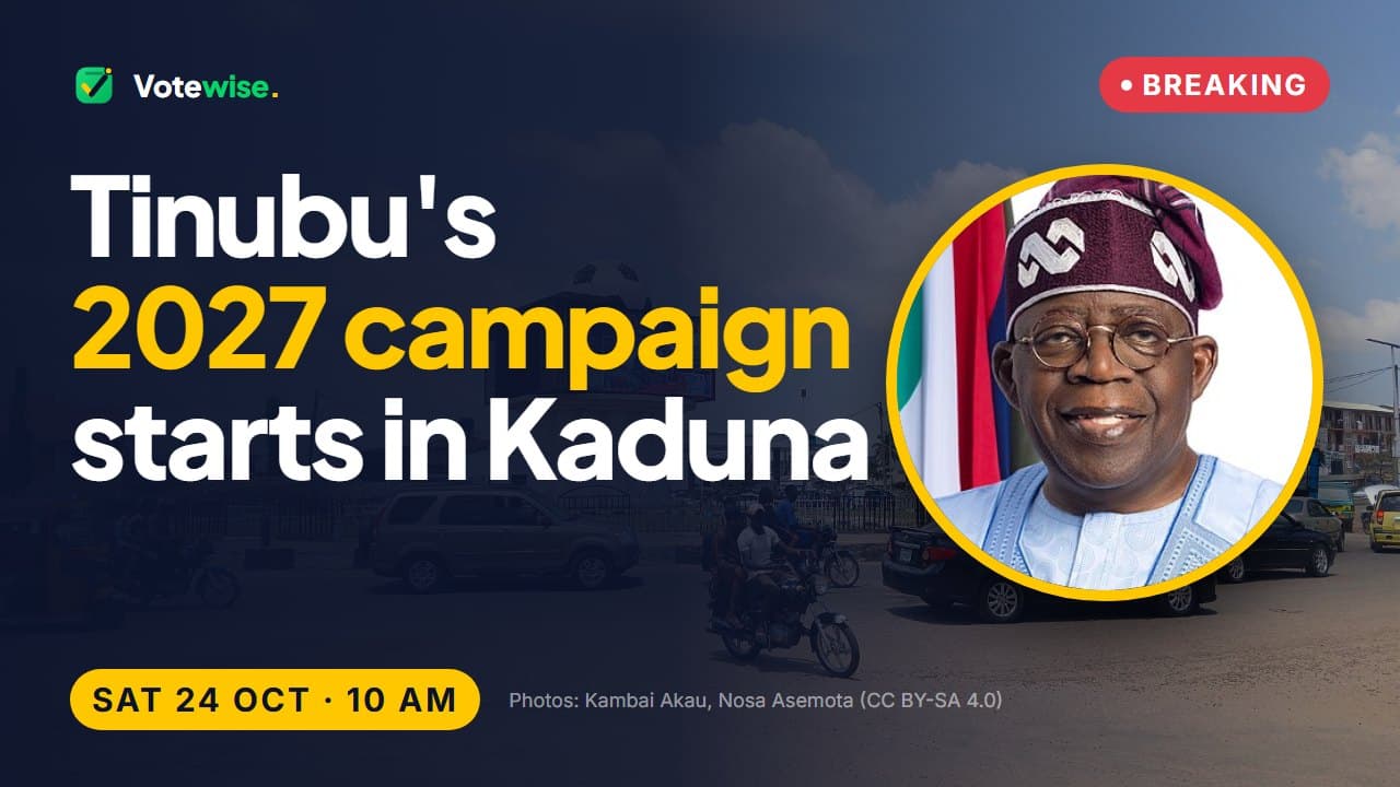 Kaduna Stadium Roundabout with a portrait of President Tinubu